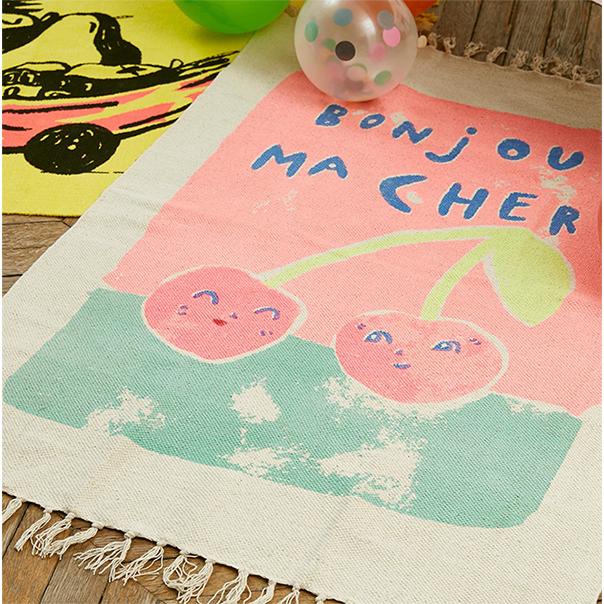 フランス ビリーブラッシュ コラボ チェリー コットン プリント ラグ カーペット Billieblush x Monoprix キッズルーム 子供部屋 さくらんぼ ピンク |  | 01