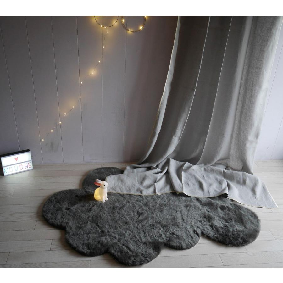 フランス mouche paris リネンカーテン ライトグレー × ゴールド 子供