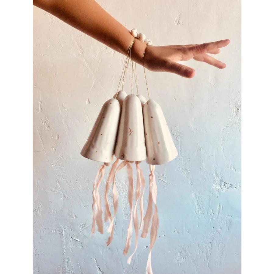 Myriam ait amar ceramics フレンチ 風鈴 陶器 フランス製 FURIN JAPONAIS ハンドメイド ウインドチャイム エナメル ゴールド ドット | 