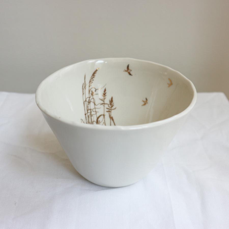 Myriam ait amar ceramics Bol HIRONDELLE ツバメ ボウル ゴールド 丼   フレンチ 磁器 フランス ハンドメイド インテリア | 