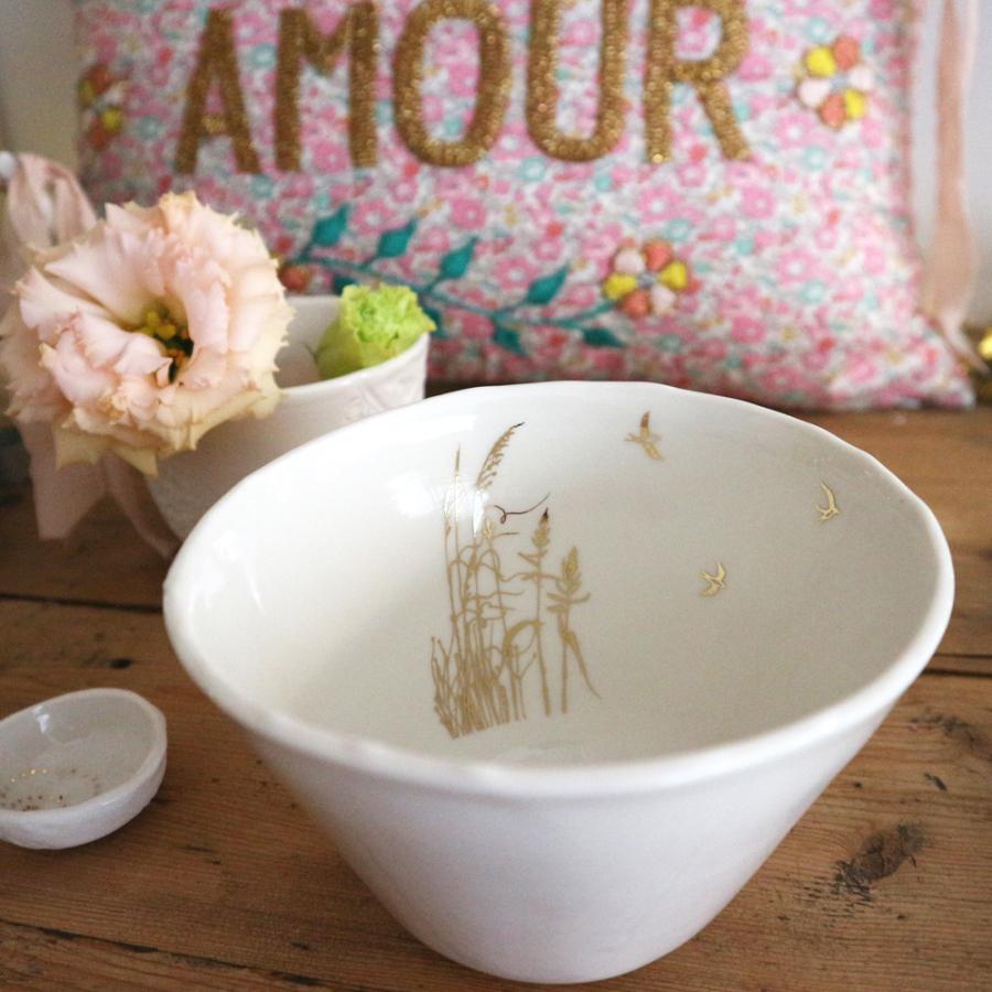 Myriam ait amar ceramics Bol HIRONDELLE ツバメ ボウル ゴールド 丼   フレンチ 磁器 フランス ハンドメイド インテリア |  | 03