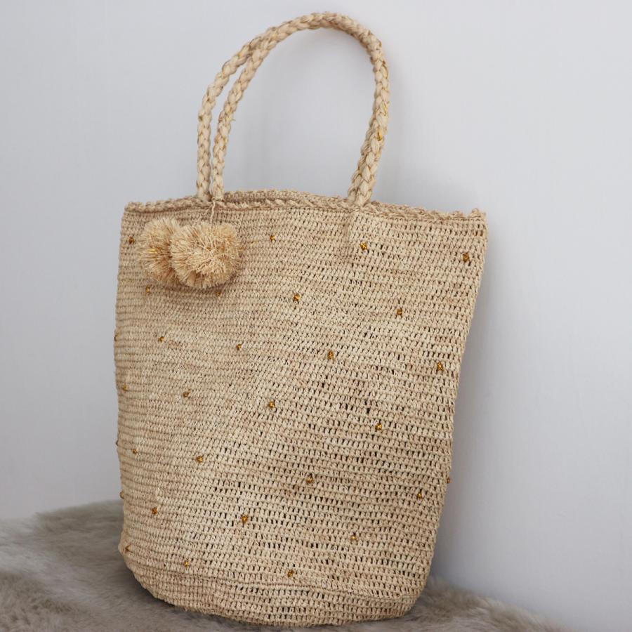 フランス ObiObi paris ラフィアバッグ L ナチュラル ゴールド フランス ObiObi paris ラフィアバッグ L ナチュラル ゴールド