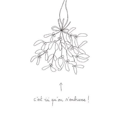 メッセージ カード Mistletoe ヤドリギ Papillon Papillonnage 二つ折り 封筒 グリーティング プレゼント フランス語 パリ クリスマス ノエル |  | 02