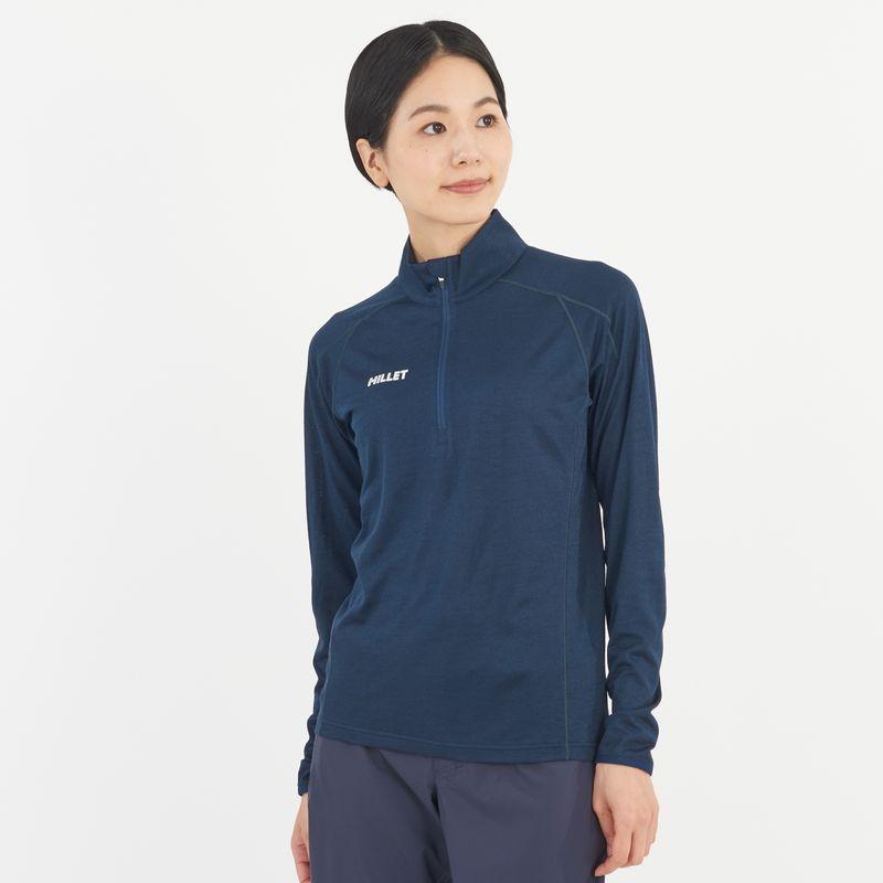 MILLET ミレー クータイ ウールジップ ロングスリーブシャツ レディースM MILLET - ミレー MILLET クータイ ウールジップ ロングスリーブシャツ