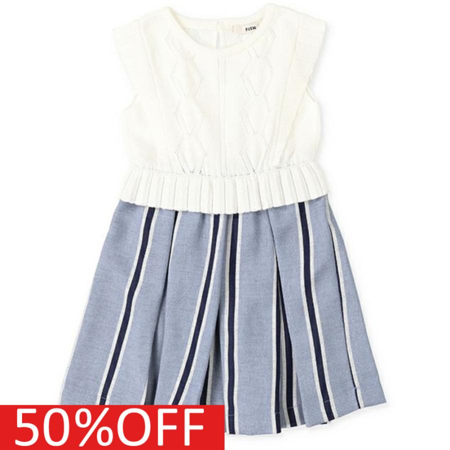 ワンピース フィス 子供服 ニット 布帛ワンピース 1w白 Pymr Go Th