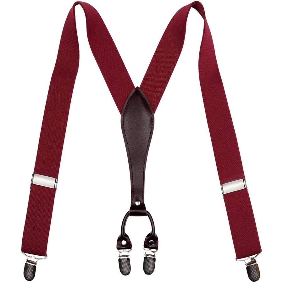 赤 サスペンダー メンズ Y型 幅広35mm おしゃれ ギフト ボックス付き 弾性ベルト調節可能 6のクリップでしっかり 人気 正規取扱店