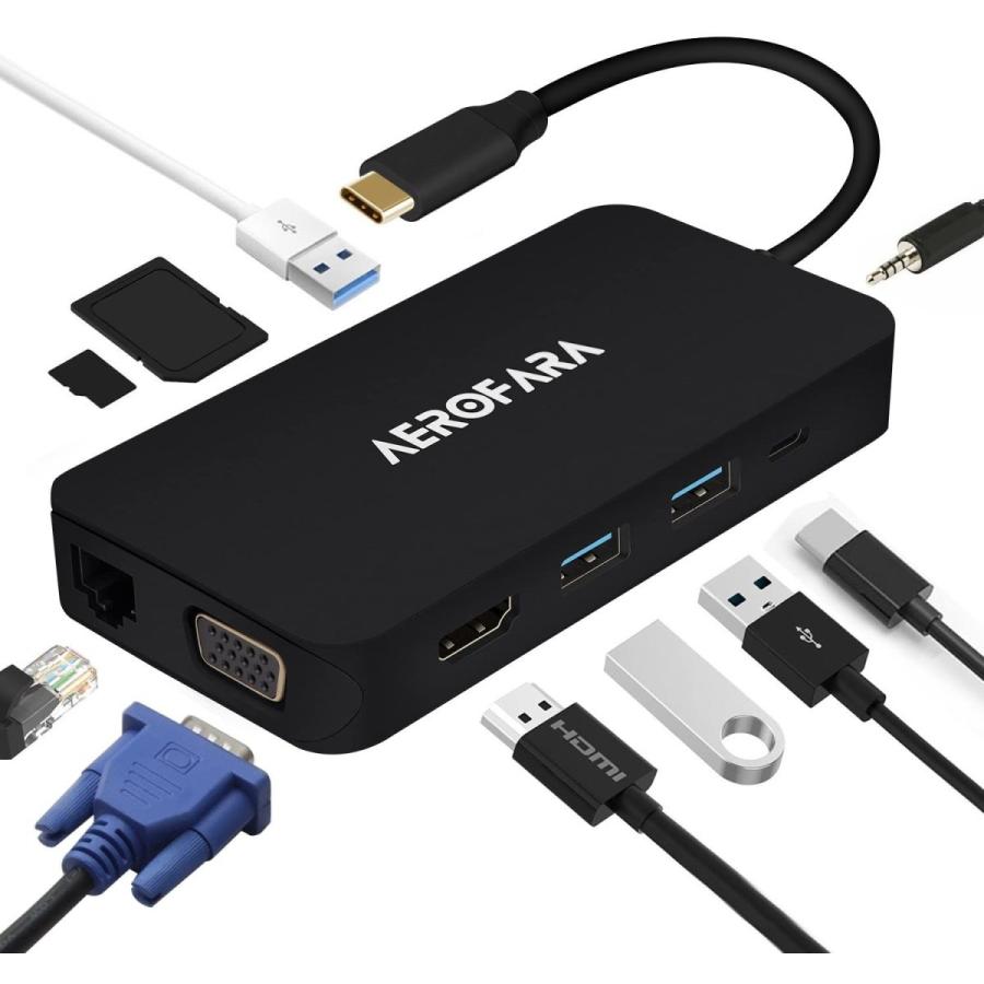 USB C ハブ usb 変換アダプター HDMIとVGA同時表示 type c hub USB C ハブ SD＆Micro SDカードリー USB ハブ usb 変換アダプター HDMIとVGA同時表示 type hub SD＆Micro SDカードリー