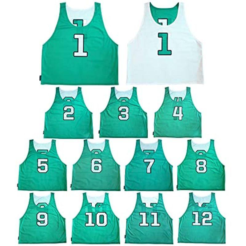 ATHLETIC MART ビブス(リバーシブル)1?12番 裏表/前後ろ番号付 12枚セット収納メッシュバッグ付全4カラー ビブス男女フリ