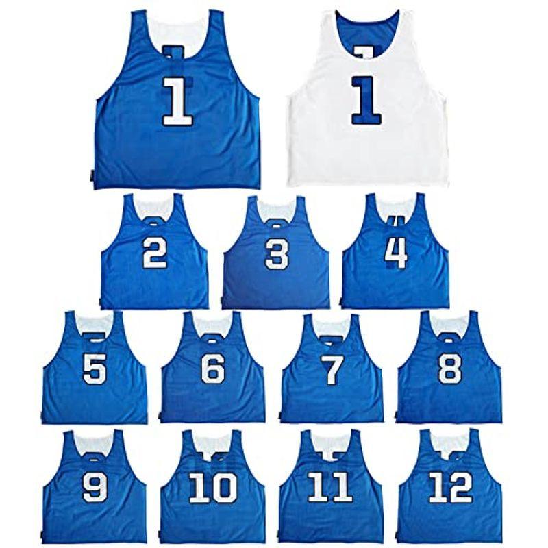 ATHLETIC MART ビブス(リバーシブル)1?12番 裏表/前後ろ番号付 12枚セット収納メッシュバッグ付全4カラー ビブス男女フリ