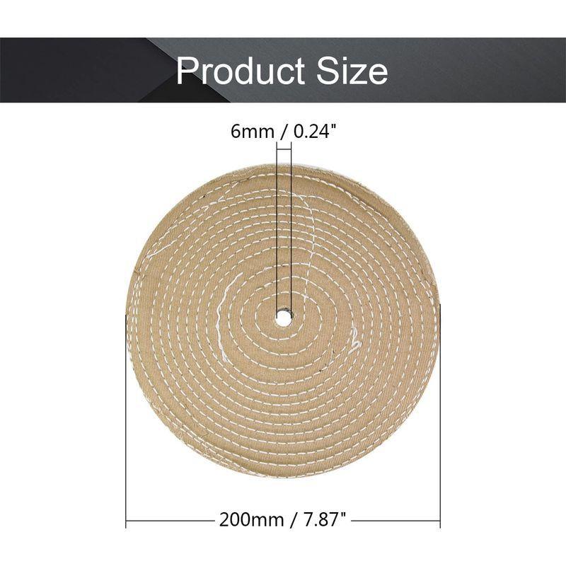 Utoolmart 研磨布バフ 研磨ヘッド バフ研磨ホイールブラシ バフブラシ 外径200mm シャンク径6mm 4個入り 研磨バフ綿ネル|million-got|03
