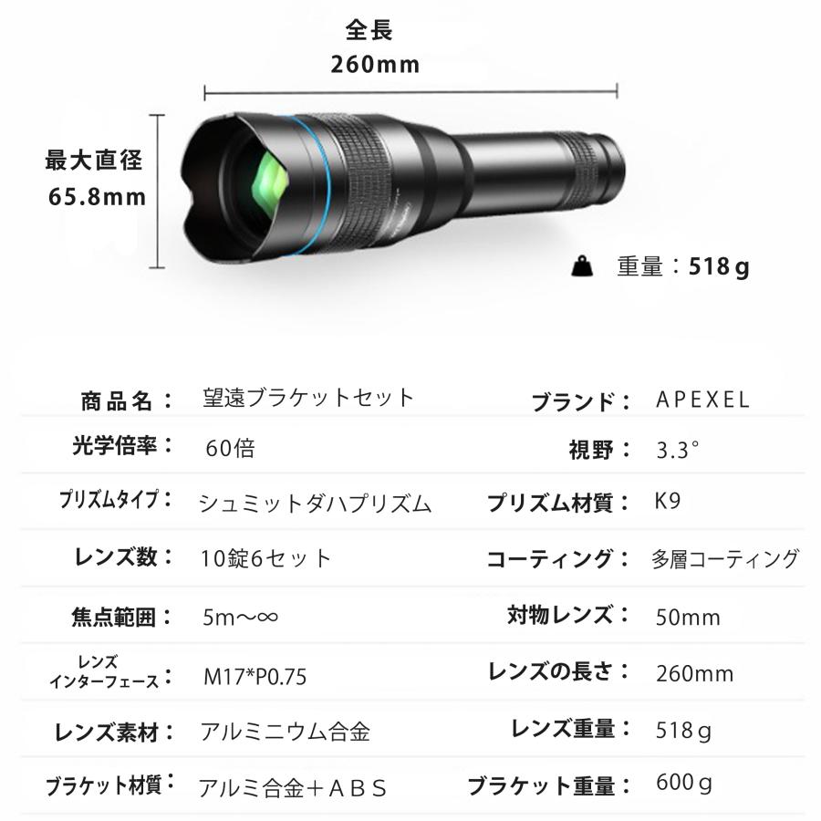 APL-30X スマートフォン用着脱可能30倍レンズ APEXEL、スマホ用望遠レンズ「APL-T30X」発売。画質を損なわず手軽に30