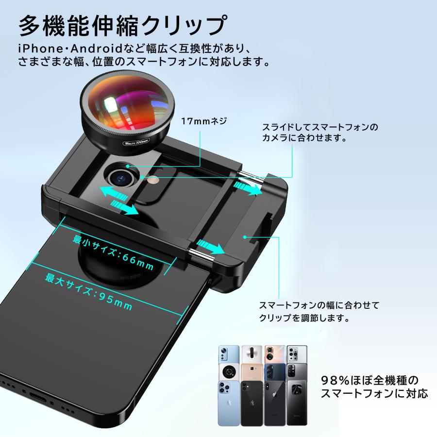 スマホ用レンズ 100mm スマートフォン用レンズ マクロレンズ CPL