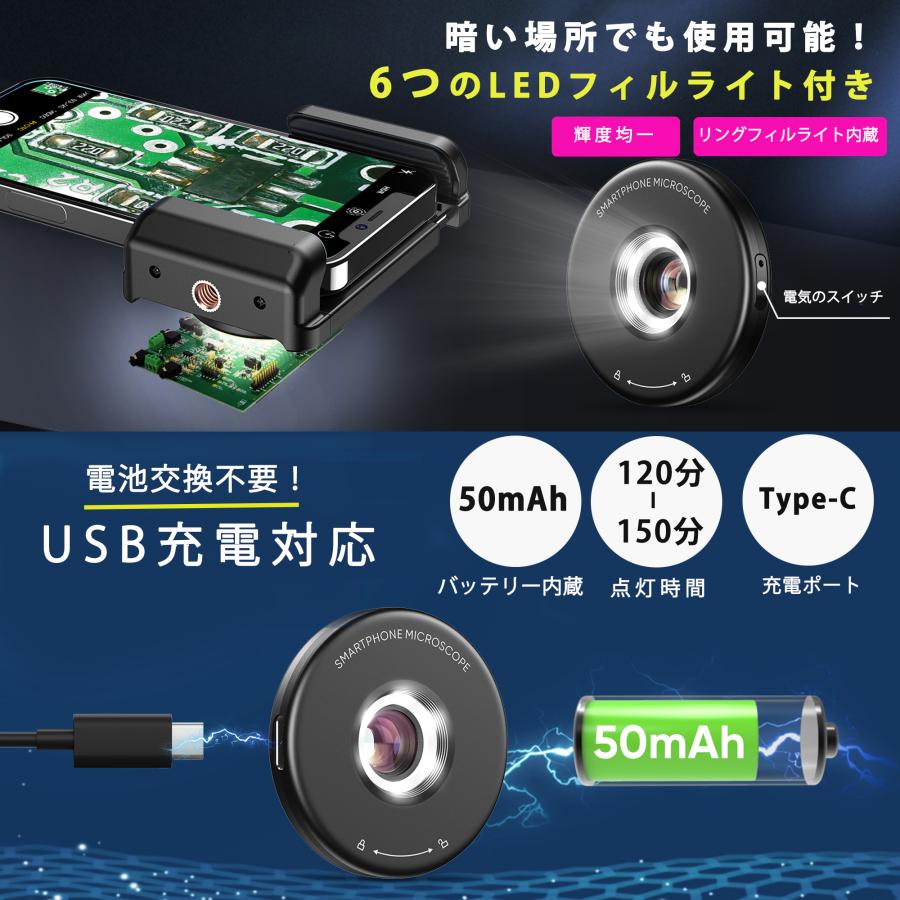 スマホ用レンズ 100倍 マクロレンズ 小型 スマホ用顕微鏡 レンズ