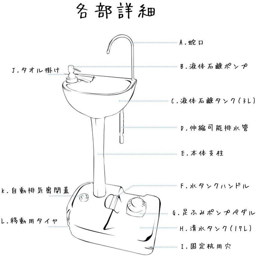 ポータブル洗面台 簡易ポータブル洗面台 手洗い台 汚水タンク ポータブル洗面台 簡易ポータブル洗面台 手洗い台 汚水タンク