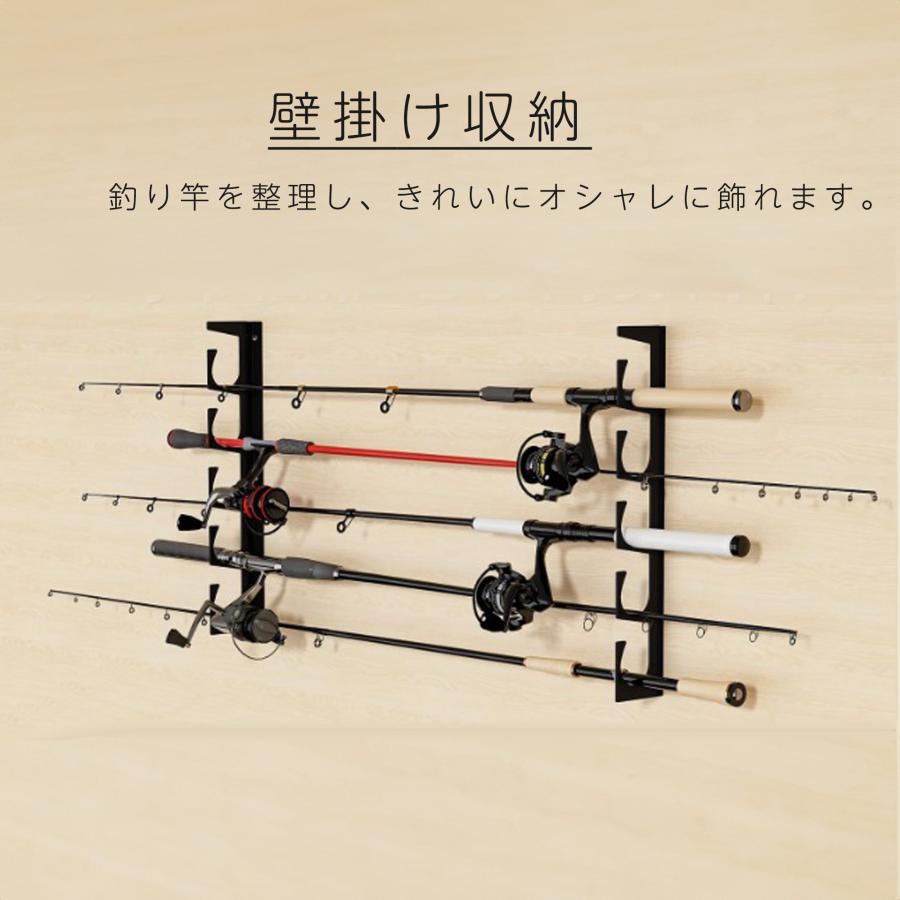 釣竿収納ラック 壁掛け 天井収納 ロッドホルダー 5本掛け フック 釣竿収納ラック 壁掛け 天井収納 ロッドホルダー 5本掛け フック