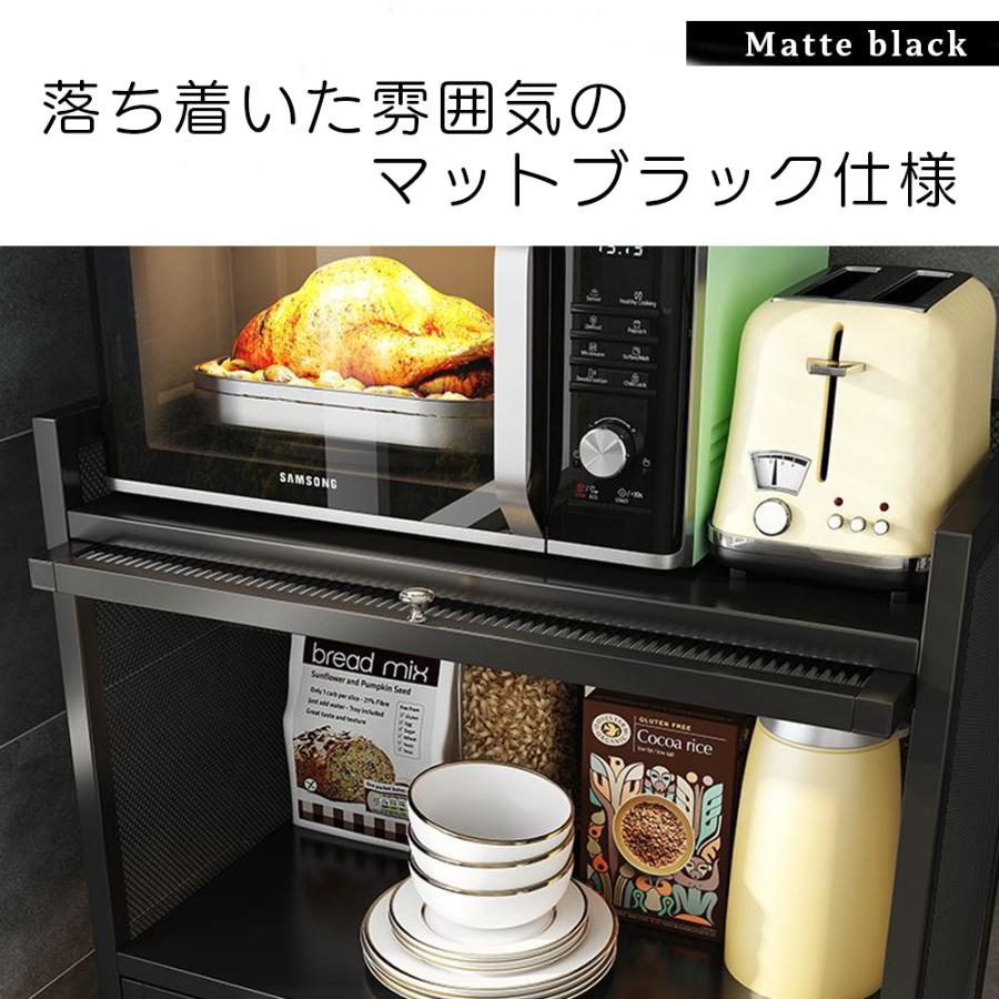 キッチンボード サイドボード 半透明扉 電子レンジ台 台所 リビング おしゃれ 収納棚  (4段 109cmX60cm×32cm) |  | 03