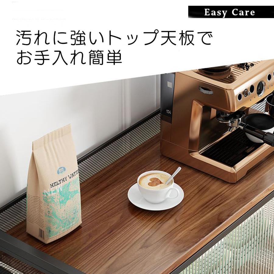 キッチンボード サイドボード 半透明扉 電子レンジ台 台所 リビング おしゃれ 収納棚  (4段 109cmX60cm×32cm) |  | 04