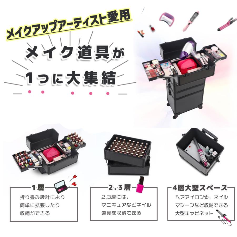 メイクボックス キャリーケース 大容量 訪問理容 訪問美容 4層 4
