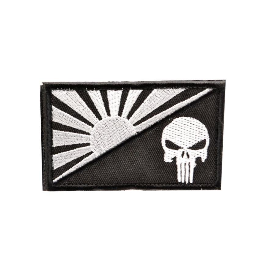 セール商品 布製 旭日旗 パニッシャースカル ミリタリー ワッペン パッチ ベルクロ付き 日章 白黒 スカル 白 Whitesforracialequity Org