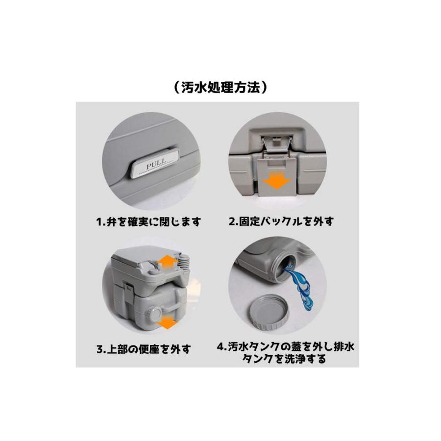 簡易ポータブル水洗トイレ 簡易トイレ タンク 20L 災害 キャンプに 水洗式で臭いにくく衛生的 大容量タイプ_6