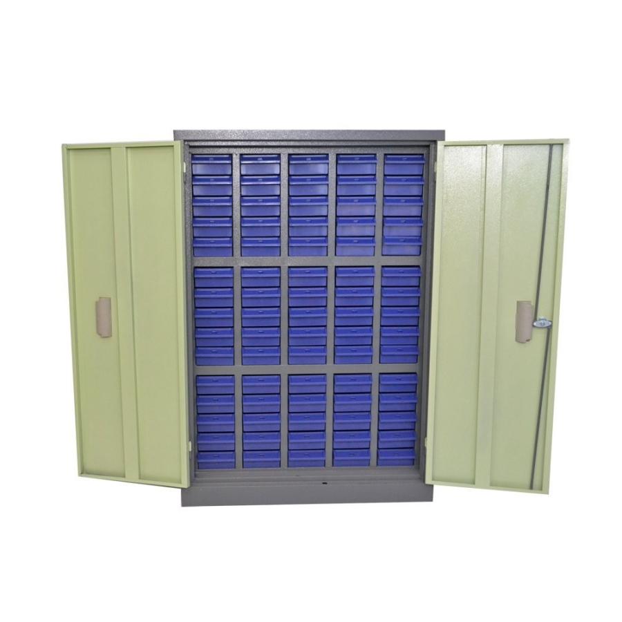 鍵扉付き スチール製 パーツキャビネット 部品 収納 パーツケース 5列