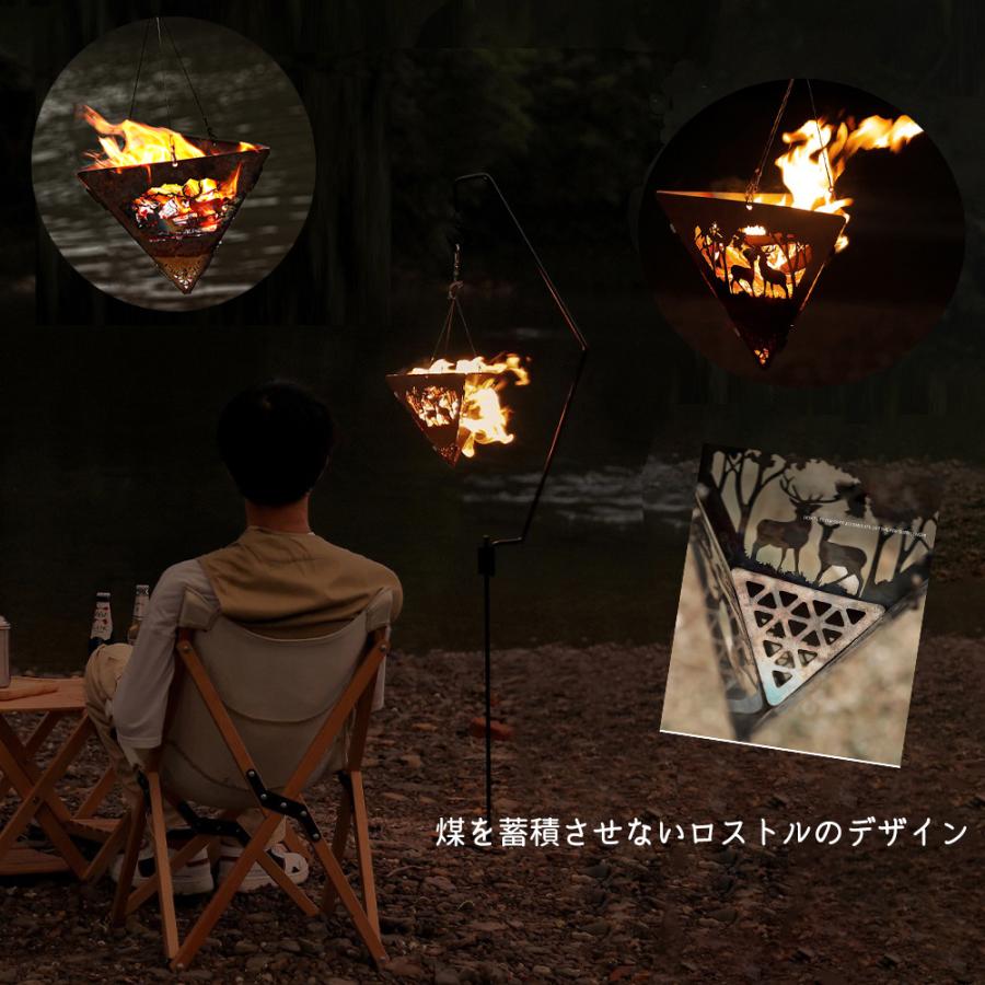 焚き火台 吊り下げ 折りたたみ式 鹿の切り絵仕様 ステンレス鋼