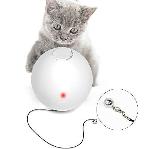 Homerunpet 猫おもちゃ 電動 猫ボール 自動回転 ペットグッズ 鈴付き 猫じゃらし 運動不足対策 電池式 発光装置内蔵 ホワイト Anguloyasociados Com