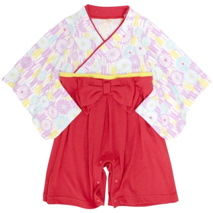 袴 ロンパース 女の子 ベビー 赤ちゃん はかま 和装 カバーオール フォーマル Tm003 レッド 90cm Zlatiborbasket Rs