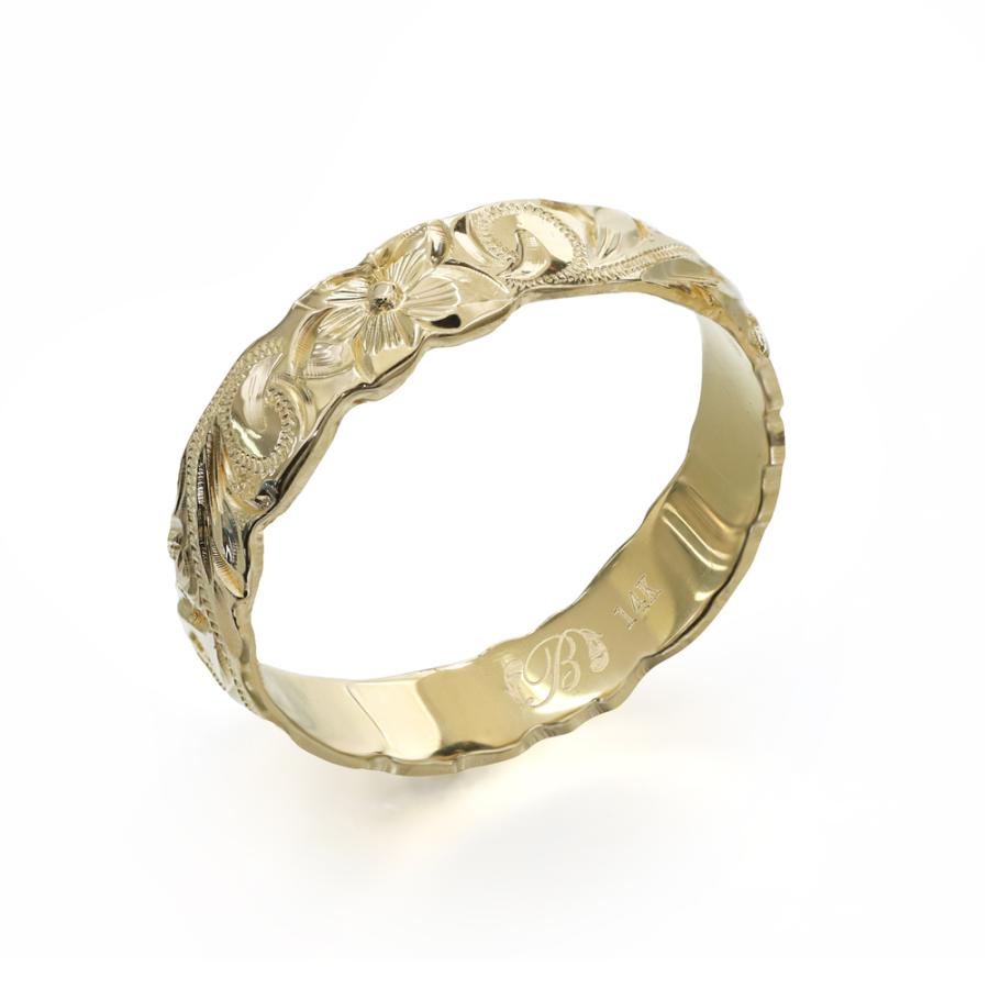 ハワイアンジュエリー リング 指輪 オーダーメイド しっかりした1 75mm厚 幅4mm 14k ゴールド グリーンゴールド ダイヤモンドバレルリング ハワイ製 手彫りリング メンズ レディース 結婚指輪 マリッジリング ウェディングリング 2号 28号 お手頃価格