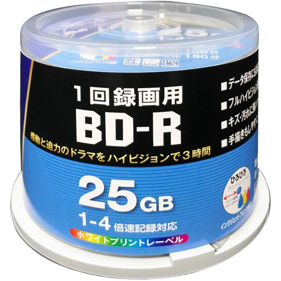 ZERO 1回録画用BD-R 無料 CPRM 片面1層 【年中無休】 50VSP-BDR4X 50枚 25GB 1-4倍速