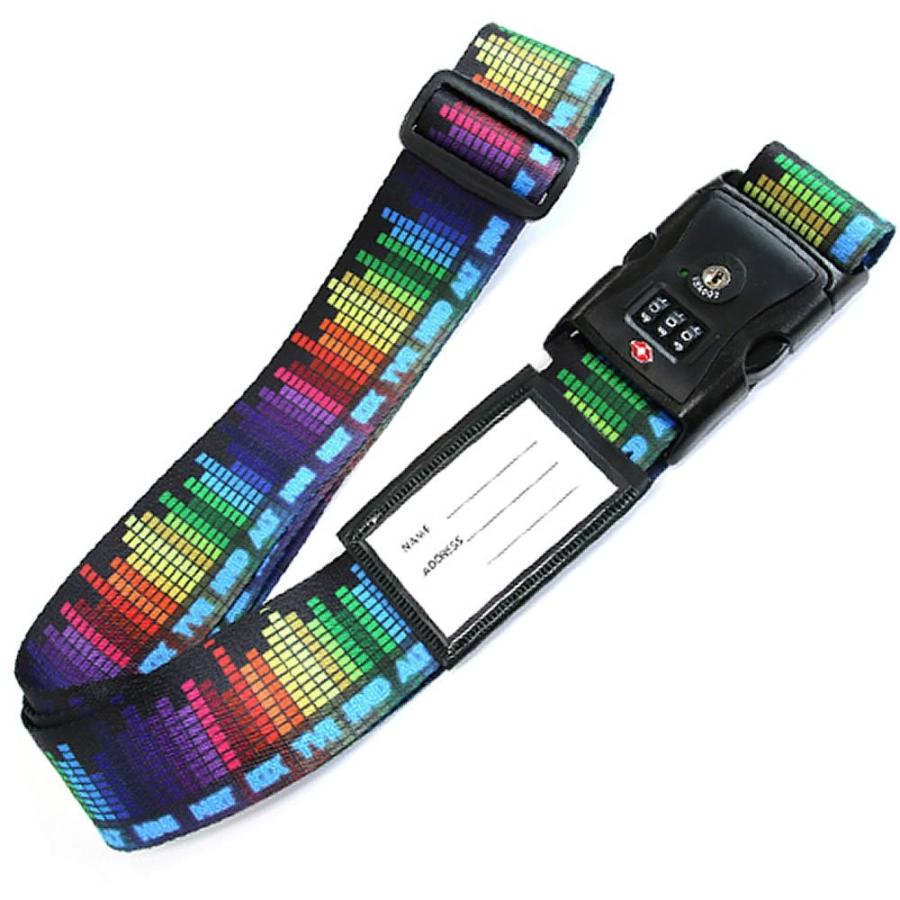 お気に入り 日本製 おしゃれ な ワンタッチ スーツケース ベルト Tsa ロック Amp ネーム タグ 付き イコライザー柄 Cisama Sc Gov Br