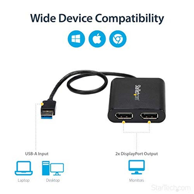 USB 3.0 デュアルDisplayPortアダプタ 4K 60Hz USB 3.0 (5Gbps) USB 分配器、切替器