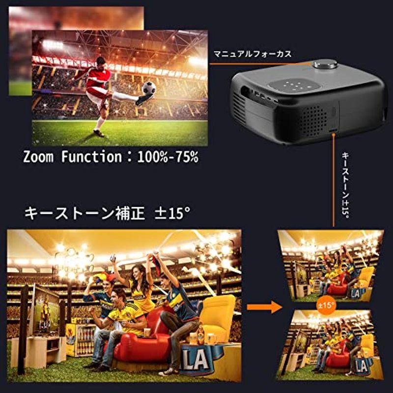 FunFlix　プロジェクター　家庭用　9500ルーメン　1080PフルHD　小型　Wifi無線接続　ホームプロジェクター　4k対応　Blu