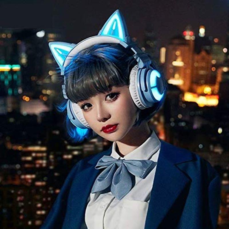 日本公式品 正規品バージョンアップ 第3S世代 LED付き 高機能 ネコ耳ヘッドフォン ＬＥＤ色 自由設定 無線 Bluetooth5.0 +aptX