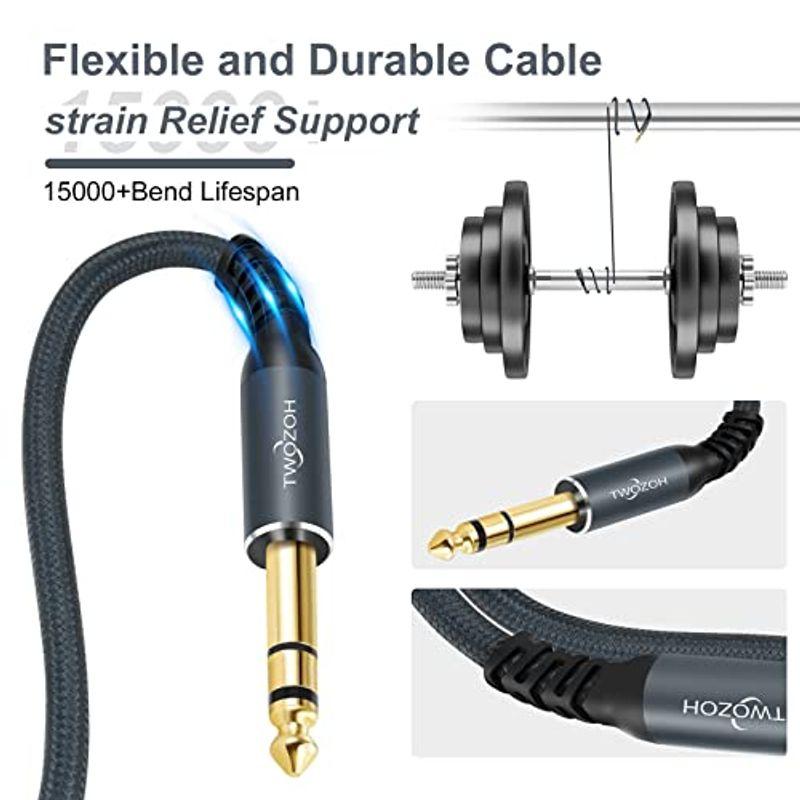 Twozoh ジャック 6.35mm XLR オス 3ピン オーディオ ケーブル 2M, 編組XLRオス TRS ステレオギ ホームシアター 1m XLRケーブル オス3PINメス 6.35mm マイクロフォン ステレオ オーディオ XLRコード ブルー(1m)