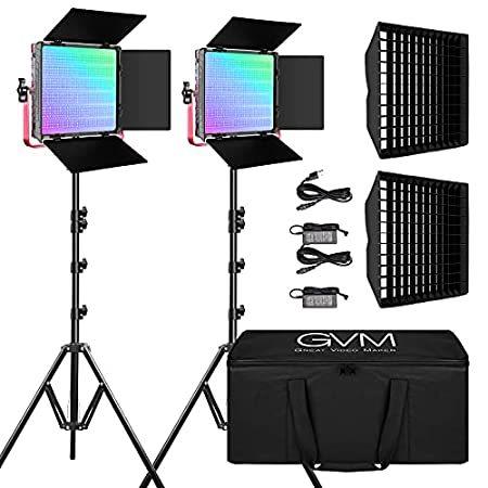 特別価格GVM 1200D PRO RGB LED Video Light with 2 Softboxes, 50W Video Lighting Kit,好評販売中 その他ペット用品、生き物