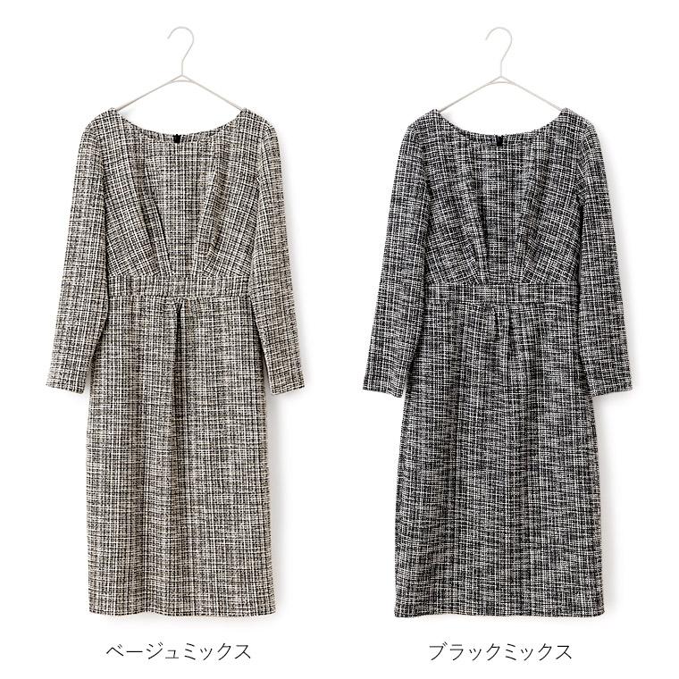 mimigrant ワンピース ケリー Yライン ストレッチツイード opj6h