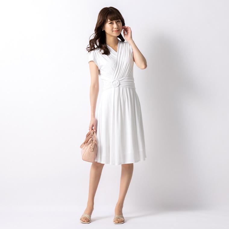 【細見え＆肌色キレイ】ミミグラント マリリンワンピース 半袖 膝が隠れる丈 細見え＆肌色キレイ】ミミグラント マリリンワンピース 半袖 膝