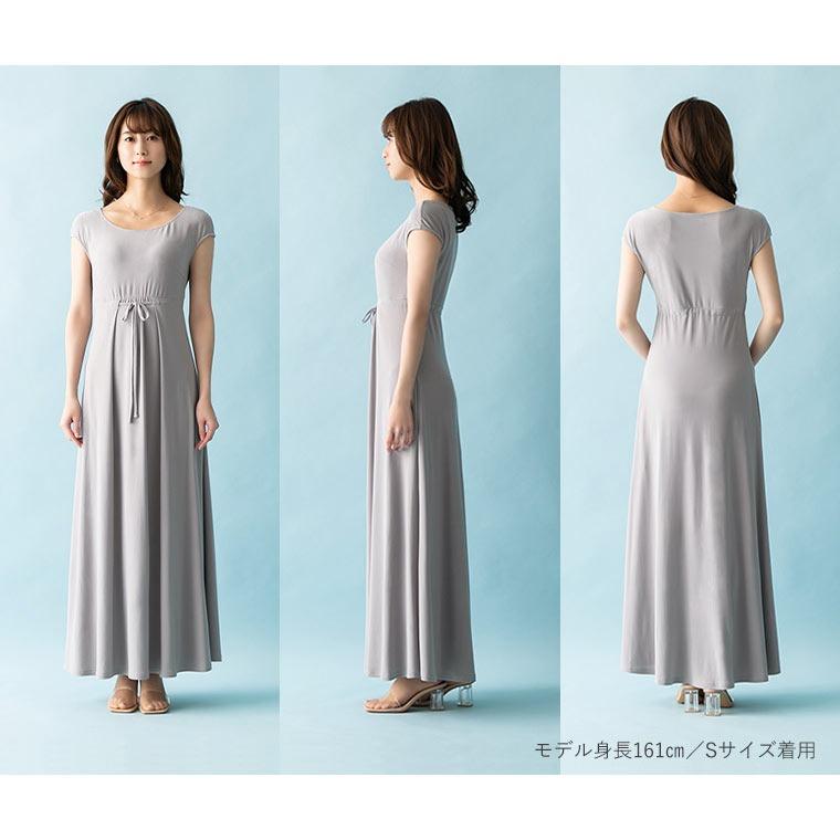ワンピース ルアナ Iライン アジュールフローラ  opm5-090013 きれいめ 30代 40代 50代 着やせ 上品 大きいサイズ トールサイズありロング丈 一分袖 半袖 春夏秋の画像