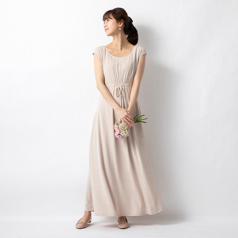 Seal限定商品 ワンピース ルアナ Iライン 無地 在庫限り きれいめ 30代 40代 50代 着やせ 上品 大きいサイズ トールサイズあり Opm5a マキシ丈 一分袖 春夏秋