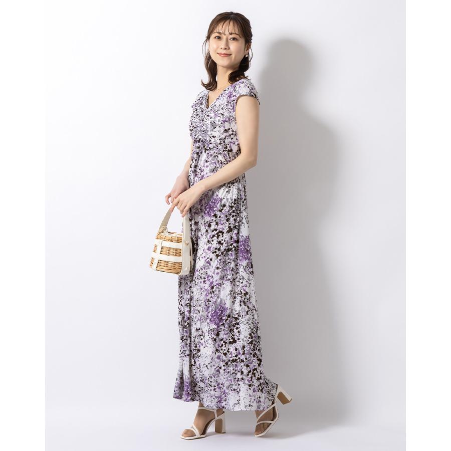 ワンピース ルアナ Yライン マーブルエコー opm7-090032 きれいめ 30代 40代 50代 着やせ 上品 大きいサイズ マキシ丈 一分袖 半袖 春夏秋 | mimigrant | 04