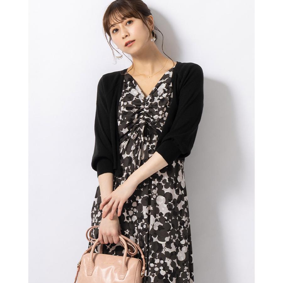 ワンピース ルアナ Yライン ノワールボタニカ opm7f-070001 きれいめ 30代 40代 50代 着やせ 上品 大きいサイズ トールサイズあり マキシ丈 一分袖 半袖 春夏秋の画像