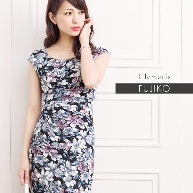 ワンピース タイト レディース 不二子ワンピ クレマチス 大人 夏 花柄 膝丈 上品 30代 40代 Opn Mimi Grant The Shop 通販 Yahoo ショッピング