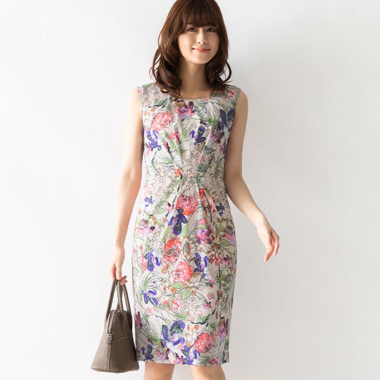 ワンピース ケリーxライン Exotic Botanical きれいめ 30代 40代 50代 着やせ 大人 上品 大きいサイズ トールサイズあり Opr6 膝丈 ノースリーブ 春夏秋 Opr6 Mimigrant 通販 Yahoo ショッピング