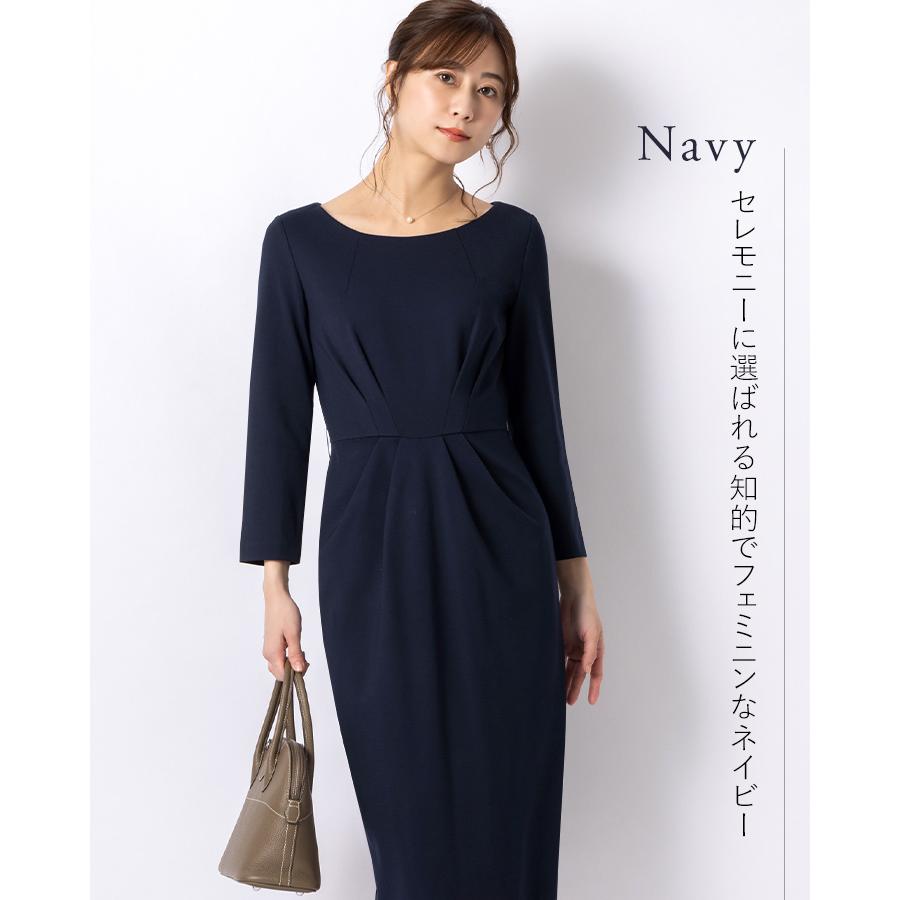 ワンピース ケリー Xライン 無地 ミモレ丈 oprr1a-050003 きれいめ 30代 40代 50代 着やせ 上品 大きいサイズ トールサイズあり 七分袖 膝丈 春秋冬の画像
