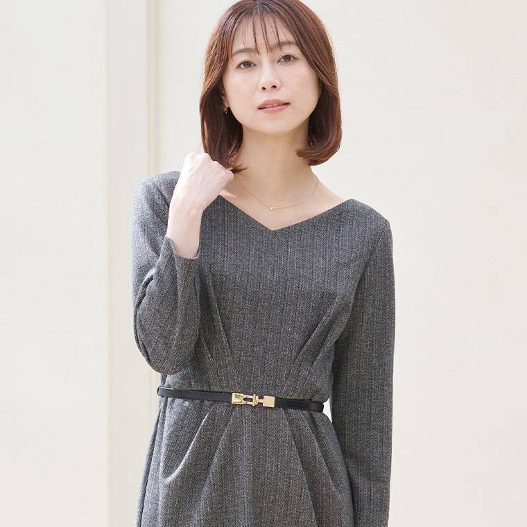 mimigrant ワンピース レディース ケリー Xライン ヘリンボーン V