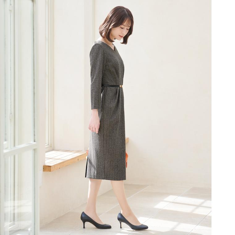 mimigrant ワンピース レディース ケリー Xライン ヘリンボーン V