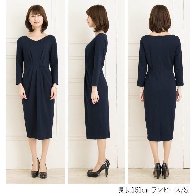 ワンピース レディース ケリー Xライン スフレシリーズ クリスマスローズ ネイビー oprv1c-050006 ジャージー 七分袖 大人 花柄 薔薇柄 バラ柄 上品 | mimigrant | 09