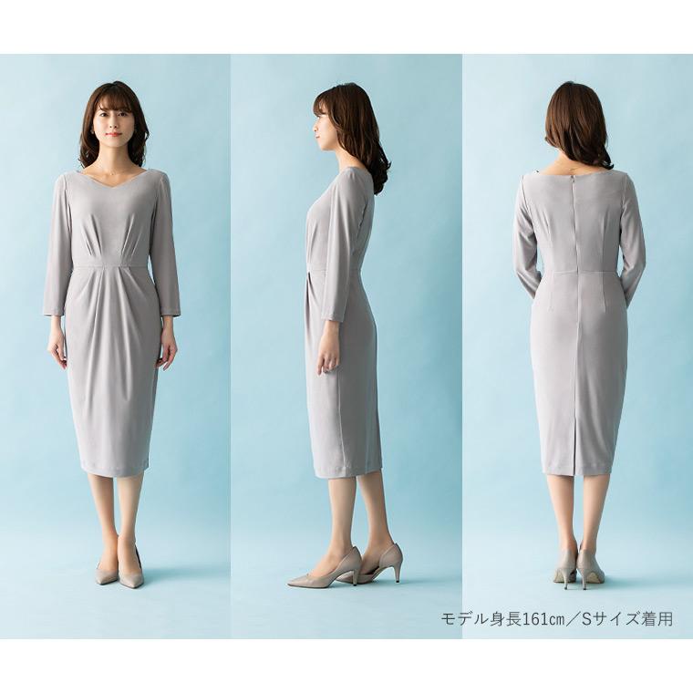 ワンピース レディース 半袖 ケリー Xライン 無地 ミモレ丈 oprv1d-070001 きれいめ 40代 50代 60代 上品 大きいサイズ 春夏秋の画像