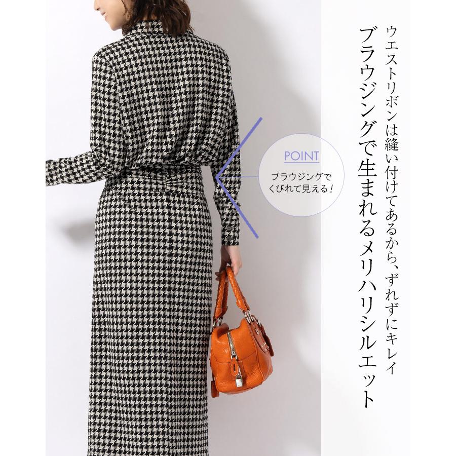 mimigrant シャツワンピース ロング丈 ケイト ハウンドトゥース